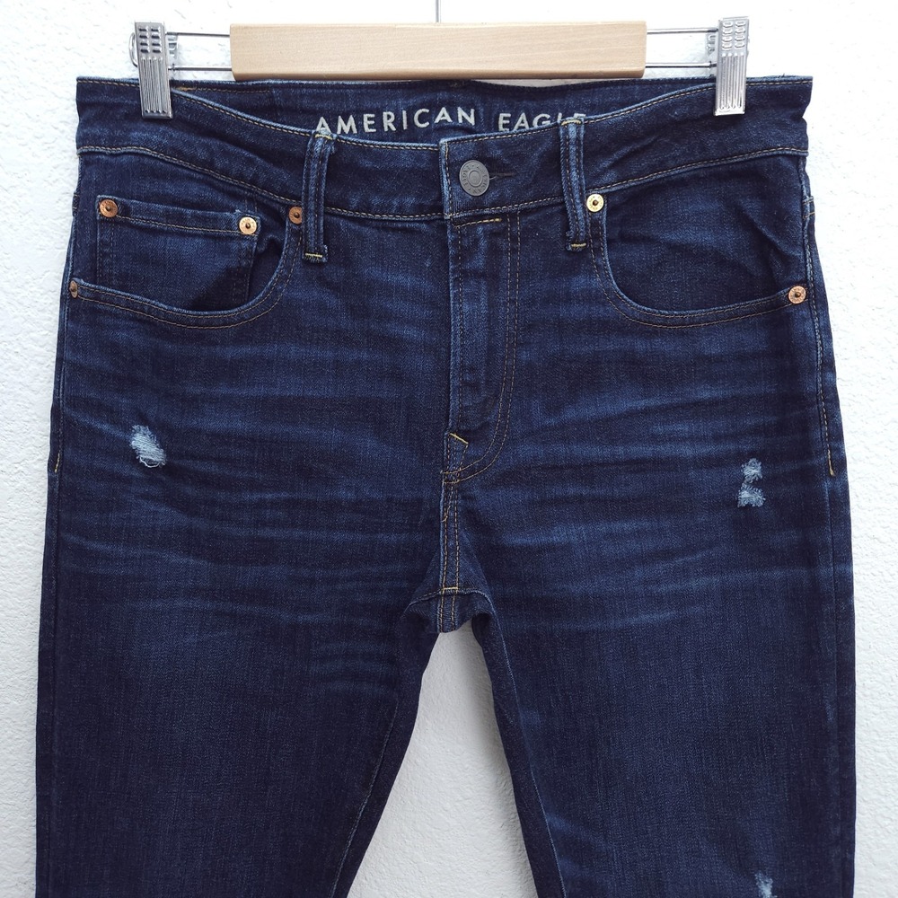 American Eagle Slim Taper Jeans Next Level Airflex Stretch Dark Wash 32 x 34 - Picture 2 of 14